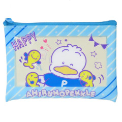 Japan Sanrio Clear Flat Mini Pouch - Pekkle : Heart-pounding Memories Heisei Retro