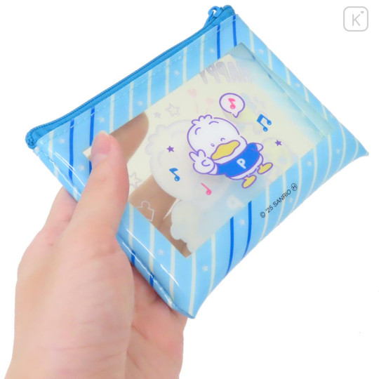 Japan Sanrio Clear Flat Mini Pouch - Pekkle : Heart-pounding Memories Heisei Retro - 2