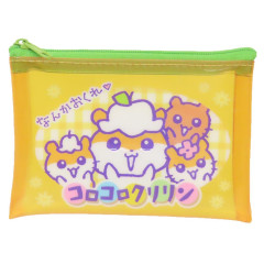 Japan Sanrio Clear Flat Mini Pouch - Corocorokuririn : Heart-pounding Memories Heisei Retro