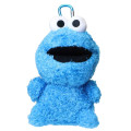 Japan Sesame Street Mini Plush Pouch with Carabiner - Cookie Monster - 1