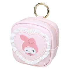 Japan Sanrio Mini Pouch with Carabiner - My Melody : 50th Anniversary Frill