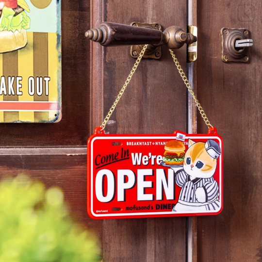 Japan Mofusand Acrylic Door Plate - Mofusand Diner Leather Jacket Cat - 2