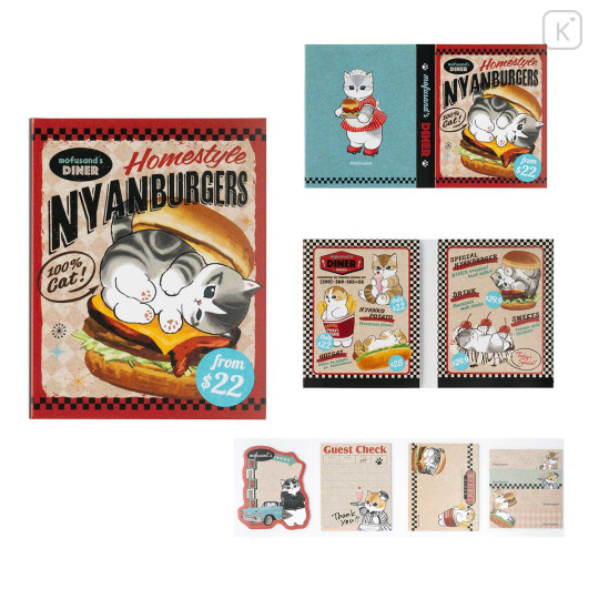 Japan Mofusand Flip Memo Sticky Notes - Mofusand Diner Cat - 1