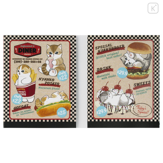 Japan Mofusand Flip Memo Sticky Notes - Mofusand Diner Cat - 5