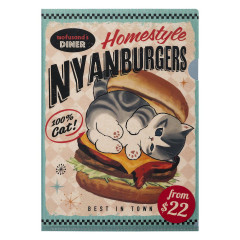 Japan Mofusand A4 Clear File - Mofusand Diner Cat Homestyle Burger
