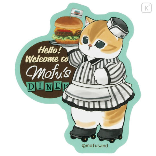 Japan Mofusand Vinyl Sticker - Mofusand Diner Cat Waitress Welcome - 1