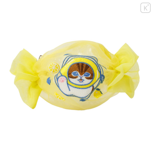 Japan Mofusand Mesh Mini Pouch - Fruit Cat Lemon Candy Frill - 1