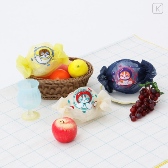 Japan Mofusand Mesh Mini Pouch - Fruit Cat Lemon Candy Frill - 2