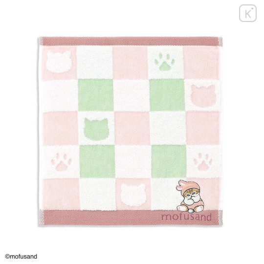 Japan Mofusand Towel Handkerchief - Rabbit Cat Paw Sitting Embroidery - 1