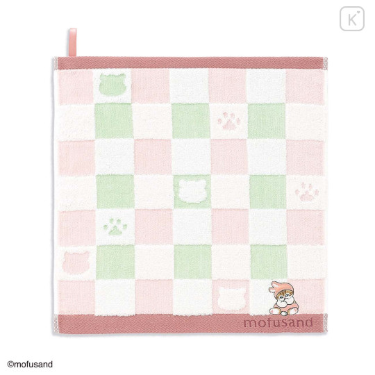 Japan Mofusand Hand Towel with Loop - Rabbit Cat Paw Sitting Embroidery - 1