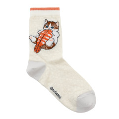 Japan Mofusand Crew Socks - Sushi Cat Shrimp