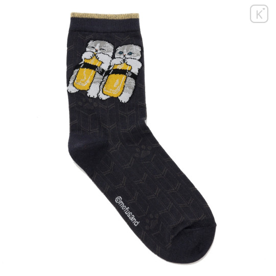 Japan Mofusand Crew Socks - Sushi Cat Egg Gunkan Black - 1