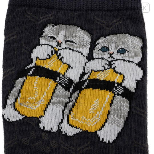 Japan Mofusand Crew Socks - Sushi Cat Egg Gunkan Black - 3