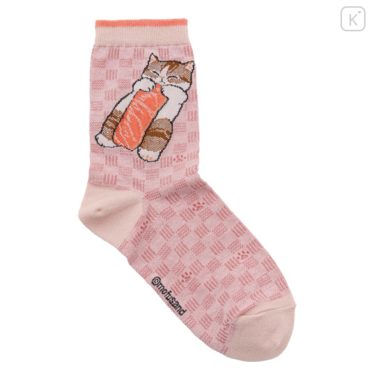Japan Mofusand Crew Socks - Sushi Cat Salmon Pink - 1
