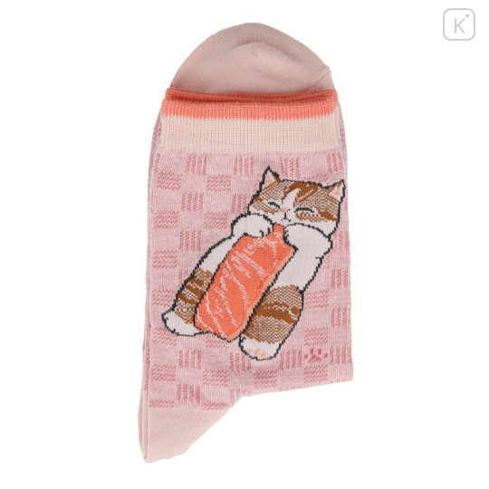 Japan Mofusand Crew Socks - Sushi Cat Salmon Pink - 5