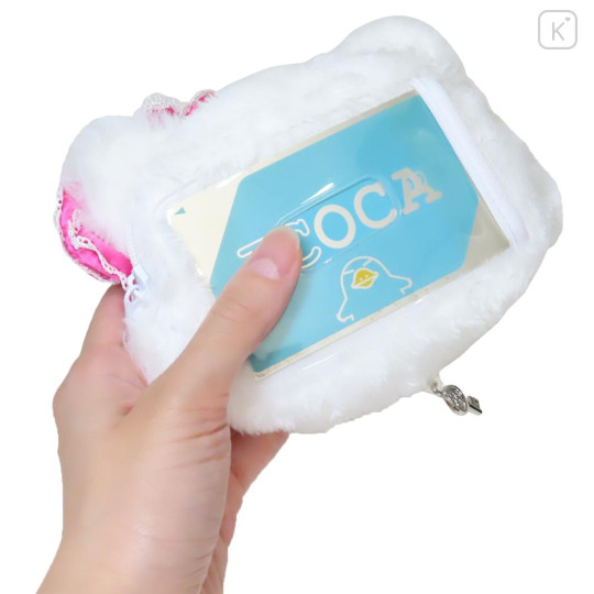 Japan Sanrio Plush Pass Case Pouch with Reel - Charmmy Kitty : Heart-pounding Memories Heisei Retro - 2