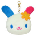Japan Sanrio Plush Pass Case Pouch with Reel - Usahana : Heart-pounding Memories Heisei Retro - 1