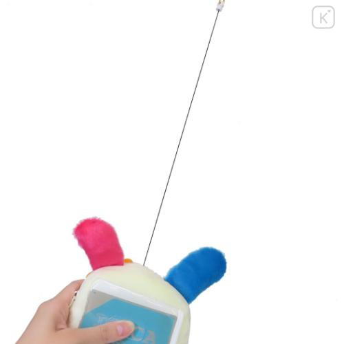 Japan Sanrio Plush Pass Case Pouch with Reel - Usahana : Heart-pounding Memories Heisei Retro - 4