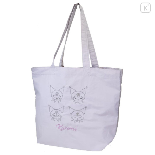 Japan Sanrio Tote Bag - Kuromi : Funny Face Light Purple - 1