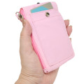 Japan Sanrio Mini Pouch & Pass Case Card Holder with Reel - My Melody : Funny Face Light Pink - 2