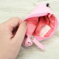 Japan Sanrio Mini Pouch & Pass Case Card Holder with Reel - My Melody : Funny Face Light Pink - 3