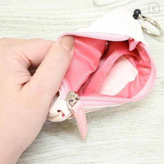 Japan Sanrio Mini Pouch & Pass Case Card Holder with Reel - Hello Kitty : Funny Face - 3