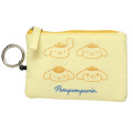 Japan Sanrio Mini Pouch & Pass Case Card Holder with Reel - Pompompurin : Funny Face Light Yellow - 1