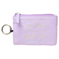 Japan Sanrio Mini Pouch & Pass Case Card Holder with Reel - Little Twin Stars : Funny Face Light Purple - 1
