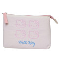 Japan Sanrio Fluffy Embroidered Cosmetic Pouch - Hello Kitty : Funny Face - 1