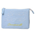 Japan Sanrio Fluffy Embroidered Cosmetic Pouch - Cinnamoroll : Funny Face Light Blue - 1