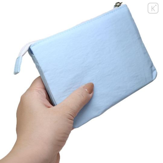 Japan Sanrio Fluffy Embroidered Cosmetic Pouch - Cinnamoroll : Funny Face Light Blue - 2