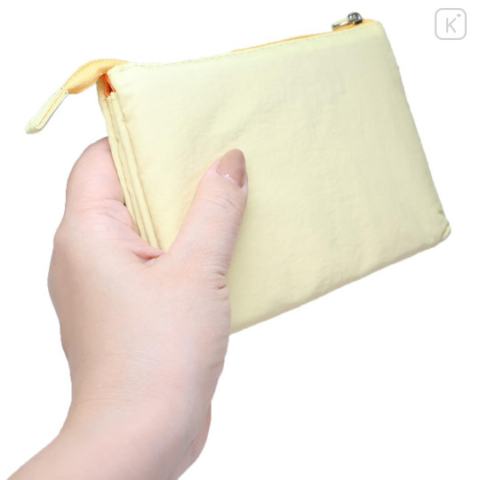 Japan Sanrio Fluffy Embroidered Cosmetic Pouch - Pompompurin : Funny Face Light Yellow - 2