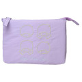 Japan Sanrio Fluffy Embroidered Cosmetic Pouch - Little Twin Stars : Funny Face Light Purple - 1