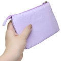 Japan Sanrio Fluffy Embroidered Cosmetic Pouch - Little Twin Stars : Funny Face Light Purple - 2