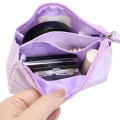 Japan Sanrio Fluffy Embroidered Cosmetic Pouch - Little Twin Stars : Funny Face Light Purple - 3