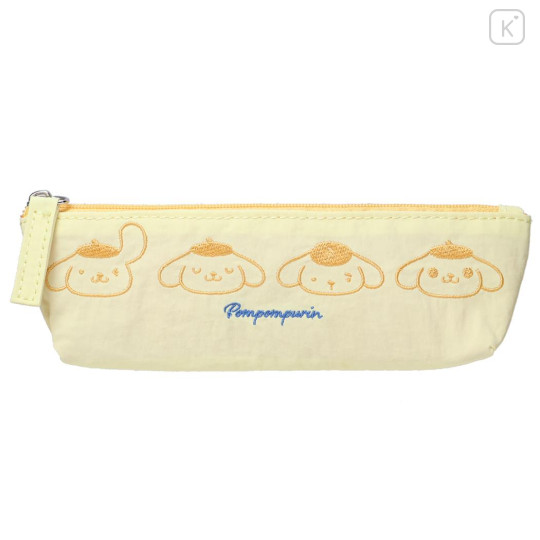 Japan Sanrio Slim Pen Pouch Pencil Case - Pompompurin : Funny Face Light Yellow - 1