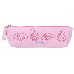 Japan Sanrio Slim Pen Pouch Pencil Case - My Melody : Funny Face Light Pink