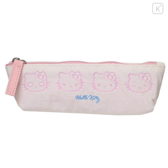 Japan Sanrio Slim Pen Pouch Pencil Case - Hello Kitty : Funny Face - 1