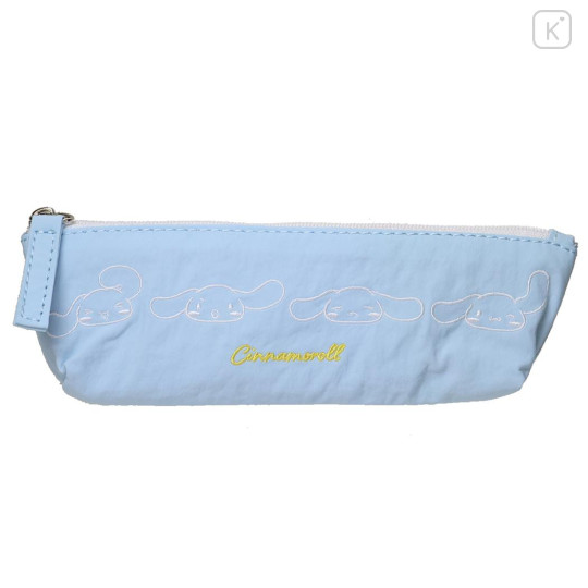 Japan Sanrio Slim Pen Pouch Pencil Case - Cinnamoroll : Funny Face Light Blue - 1