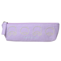 Japan Sanrio Slim Pen Pouch Pencil Case - Little Twin Stars : Funny Face Light Purple