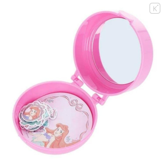 Japan Disney Mirror Accessory Case With Sticker & Memo Paper - Ariel : Pink Compact - 4
