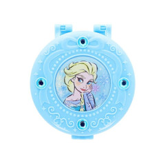 Japan Disney Mirror Accessory Case With Sticker & Memo Paper - Elsa : Blue Compact