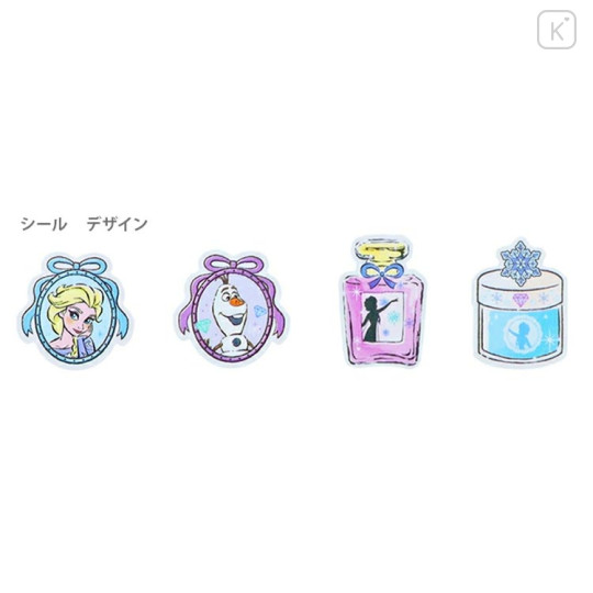 Japan Disney Mirror Accessory Case With Sticker & Memo Paper - Elsa : Blue Compact - 3