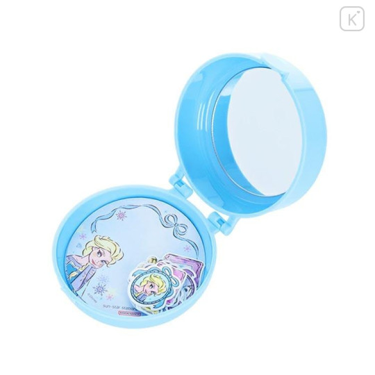 Japan Disney Mirror Accessory Case With Sticker & Memo Paper - Elsa : Blue Compact - 4