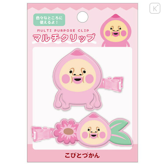 Japan Kobitos Rubber Hair Clip Set - Kakure Momojiri Peach Blossom - 1