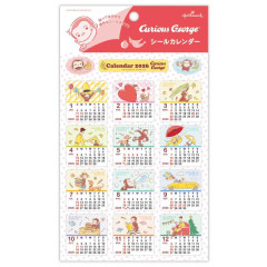 Japan Curious George Calendar Sticker - 2026
