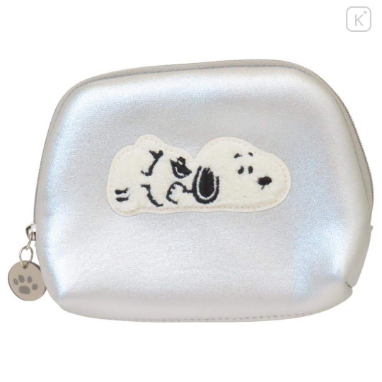 Japan Peanuts Mini Pouch & Tissue Case - Snoopy : Take It Easy Metallic Silver - 1