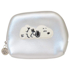 Japan Peanuts Mini Pouch & Tissue Case - Snoopy : Take It Easy Metallic Silver