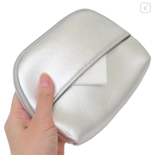 Japan Peanuts Mini Pouch & Tissue Case - Snoopy : Take It Easy Metallic Silver - 2