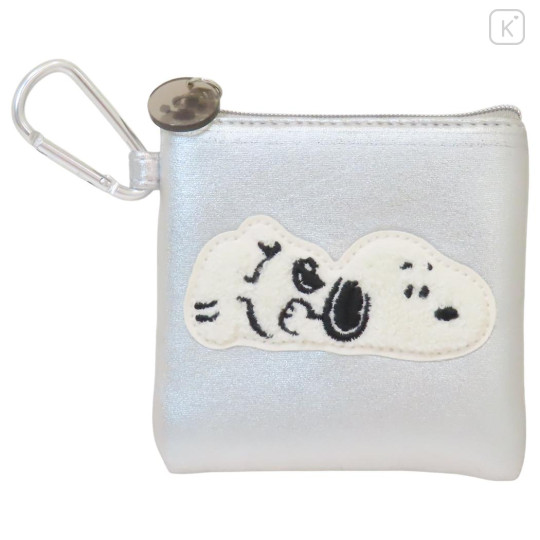 Japan Peanuts Flat Mini Pouch - Snoopy : Take It Easy Metallic Silver - 1